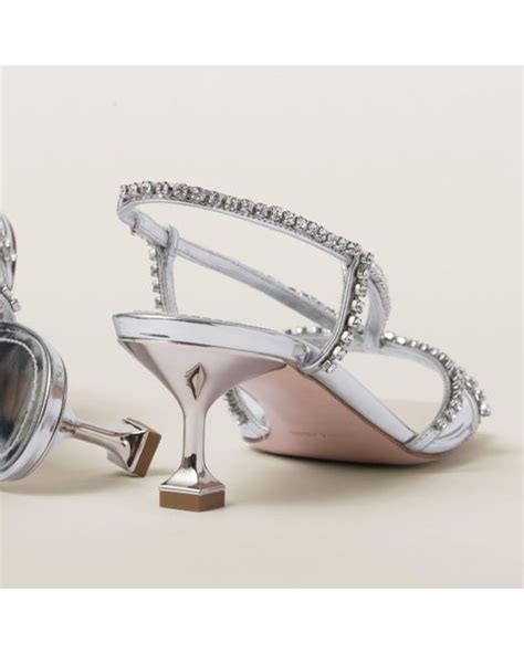 miu miu white and metallic sandals|Silver Metallic Leather Sandals .